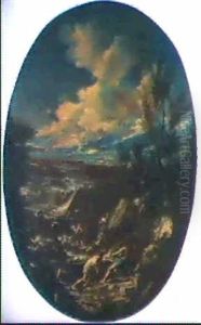 Kustenlandschaft Mit Schiffbruchigen Vorn, Die Mit Seilen Ihr Boot Halten by Alessandro Magnasco