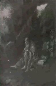 A Monk Seated In A Landscape by Alessandro Magnasco