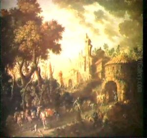 Carnival Procession Outside The City's Walls by Alessandro Magnasco