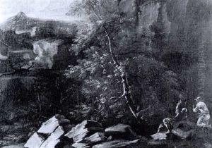 Gebirgslandschaft Mit Einzeln Stehenden Hausern by Alessandro Magnasco