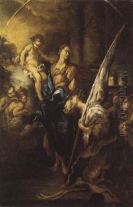 Madonna Col Bambino Angeli E Santi by Alessandro Magnasco