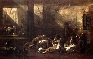 Monks At Supper In An Interior by Alessandro Magnasco