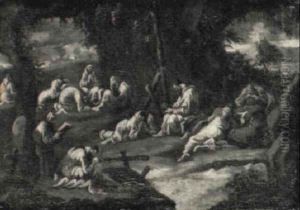 Monks Meditation In A Landscape - view 1