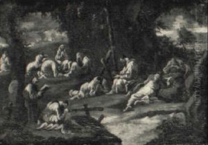 Monks Meditation In A Landscape Monks Meditation In A Landscape