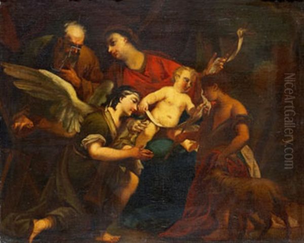 Den Heliga Familjen Med Johannes Doparen Och Arkeankeln Gabriel - view 1