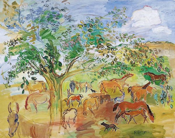 Chevaux Dans La Prairie - view 1