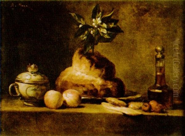 Stilleben Mit Brot, Obst Und Einer Zuckerdose - view 1