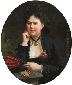 Bildnis Einer Jungen Dame Mit Facher, Vermutlich Seiner Nichte Sophie Gutmann (geb by Eduard Magnus