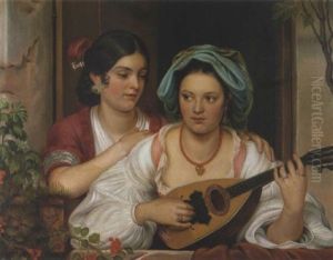 Zwei Neapolitanerinnen Mit Mandoline by Eduard Magnus