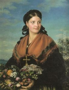 Weibliches Bildnis: In Italienischer Tracht (landmadchen Aus Der Umgegend Von Nizza) by Eduard Magnus