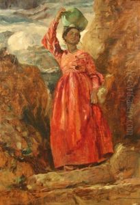 Young Woman With A Jug by Gusztav Magyar Mannheimer