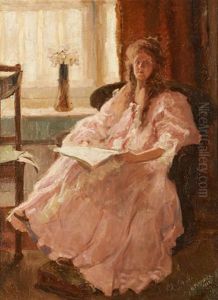 Jeune Femme A La Lecture by Eugene Mahaux