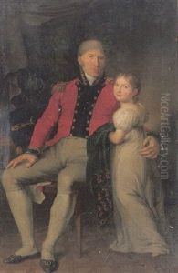 Portrait Des Freiherrn Von Tautphoeus Im Habit Eines Generals Mit Seiner Liebreizenden Tochter