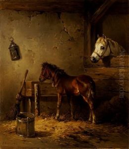 Stallinterieur Mit Schimmel Und Fuchs-fohlen