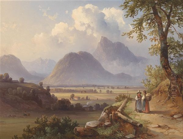 Blick Vom Fuse Des Monchsberg Auf Den Hohenstaufen, Davor Der Fuderheuberg - view 1