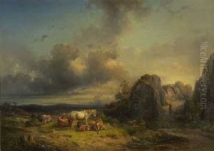 Vieh Auf Der Weide In Felsiger Landschaft by Edmund Mahlknecht