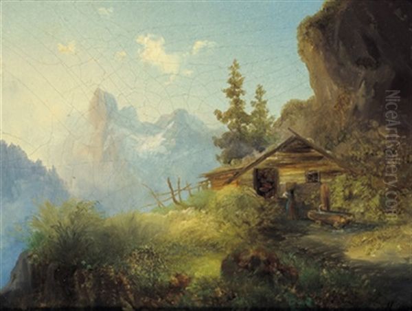 Alpenlandschaft Mit Figurlicher Staffage - view 1