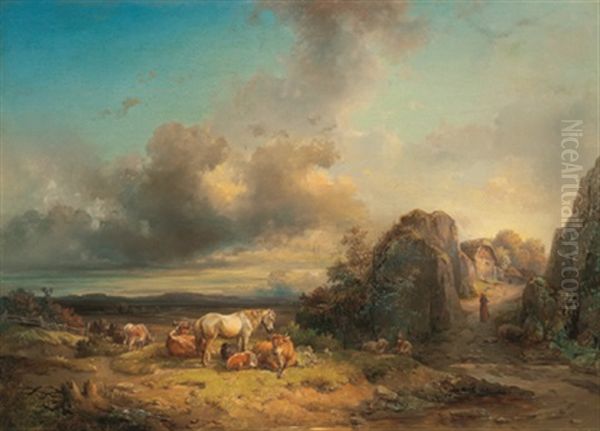 Auf Der Weide Vor Weiter Landschaft - view 1