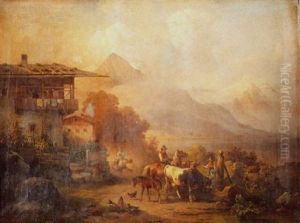 Untitled (mountain Village Landscape With Figures)