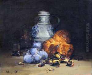 Nature Morte A La Brioche Etaux Fruits by Denis Pierre Bergeret