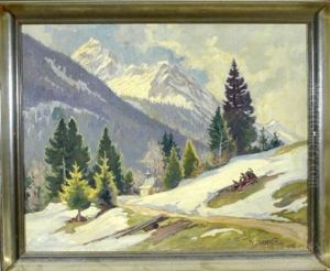 Kapelle Im Altschnee Mit Blick Auf Die Allgauer Berge by Richard Mahn