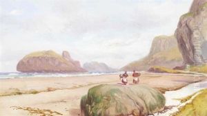 Cockle Pickers (+ Man With Cart Along The Shore; Pair) by James Mahoney