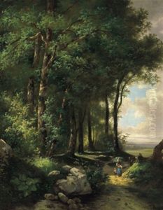 Landschaft Mit Figurlicher Staffage by Josef Mahorcig