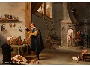 Ein Alchemist Bei Der Arbeit by Cornelis Mahu