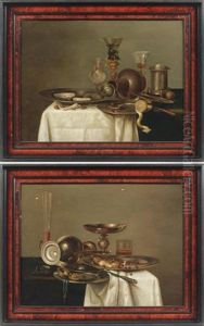Nature Morte Aux Huitres (+ Nature Morte Au Hareng, Lrgr; 2 Works) by Cornelis Mahu