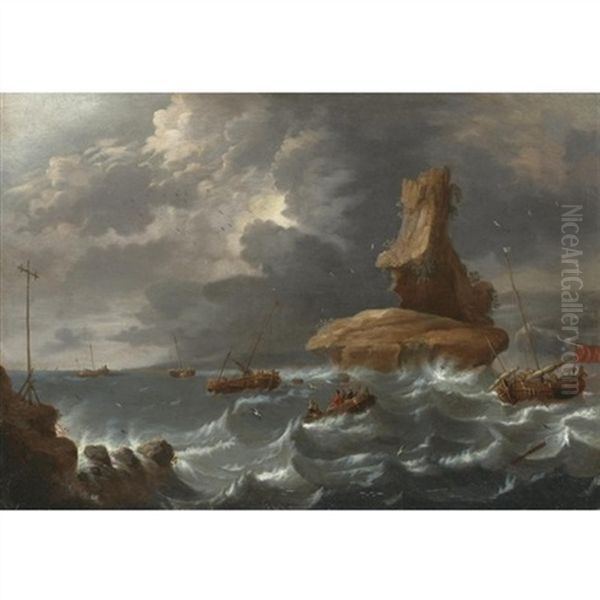 A Seascape With Smalschips In Coastal Waters - view 1