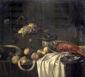 Nature Morte Au Homard Et Citrons by Cornelis Mahu