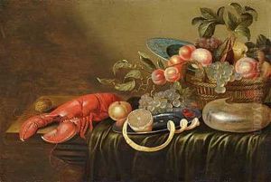 Nature Morte Med Hummer Og Frugter I En Kurv
