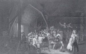 Scene De Rejouissance Dans Une Taverne by Cornelis Mahu