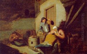 Bauern In Der Stube by Cornelis Mahu