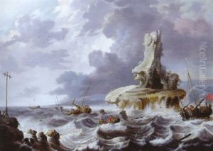 Marine Par Temps Agite by Cornelis Mahu