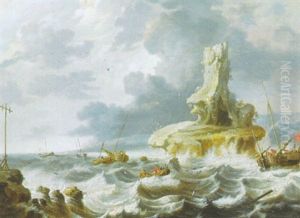 Marine Par Temps D'orage by Cornelis Mahu