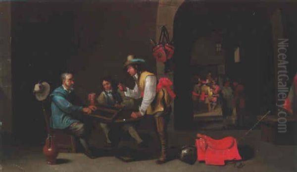 Soldiers Playing Backgammon In A Guard Room - view 1