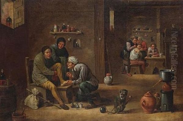 An Interior With A Village Doctor At Work - view 1