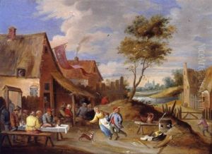 Feiernde Bauern In Einem Dorf Feiernde Bauern In Einem Dorf