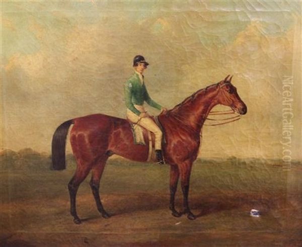 Portrait Of A Racehorse With Jockey Up - view 1
