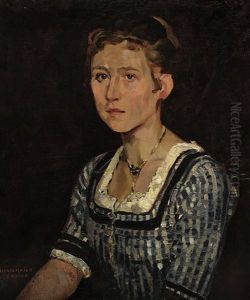 Madl In Blauer Tracht by Hiasl Maier-Erding