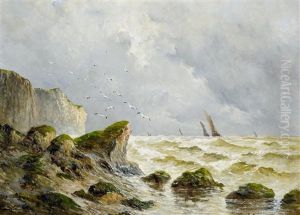 Sturmische See Vor Den Klippen by Emile Maillard