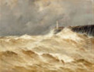 Lighthouse In The Storm by Emile Maillard
