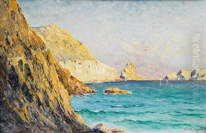Felsige Kuste Am Mittelmeer by Emile Maillard