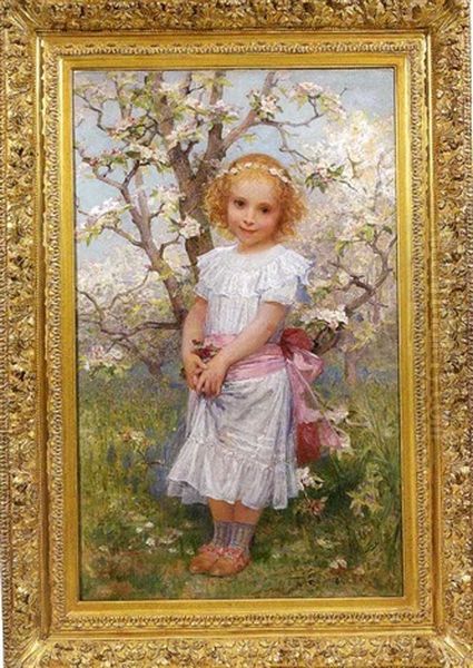 Young Girl In A Spring Landscape - view 1