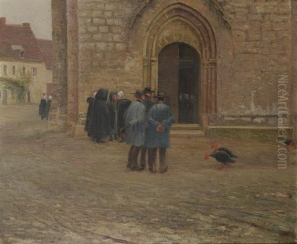 La Sortie De L'eglise De Fresselines En Creuse - view 1