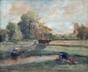Lavandieres Et Labour En Creuse by Fernand Maillaud