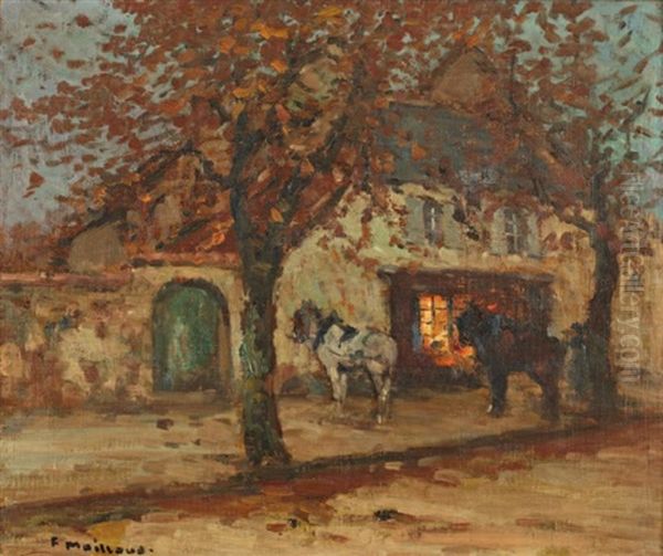 Deux Chevaux Devant Une Maison - view 1
