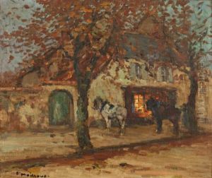 Deux Chevaux Devant Une Maison