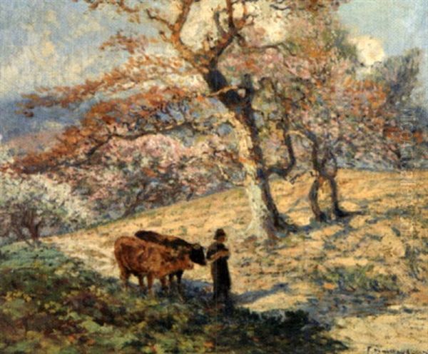 Paysan Avec Ses Vaches - view 1